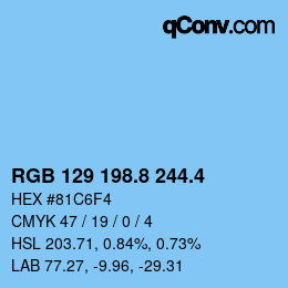 カラーコード: RGB 129 198.8 244.4 | qconv.com