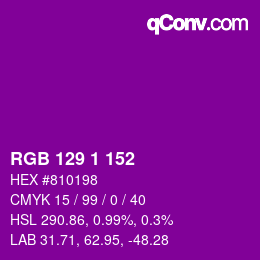 Color code: RGB 129 1 152 | qconv.com