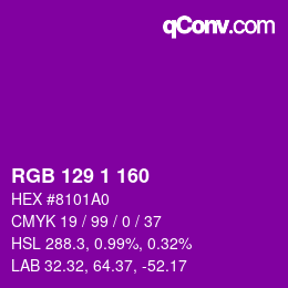 Color code: RGB 129 1 160 | qconv.com