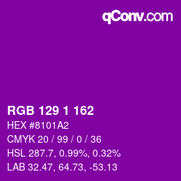 Color code: RGB 129 1 162 | qconv.com