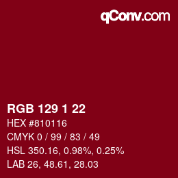 Color code: RGB 129 1 22 | qconv.com