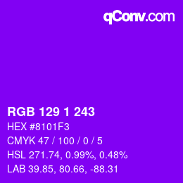 Color code: RGB 129 1 243 | qconv.com