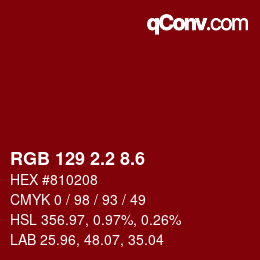 カラーコード: RGB 129 2.2 8.6 | qconv.com