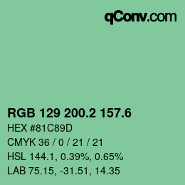 カラーコード: RGB 129 200.2 157.6 | qconv.com