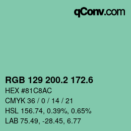 カラーコード: RGB 129 200.2 172.6 | qconv.com