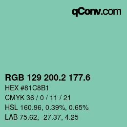 カラーコード: RGB 129 200.2 177.6 | qconv.com