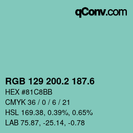 カラーコード: RGB 129 200.2 187.6 | qconv.com
