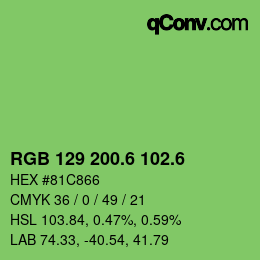 カラーコード: RGB 129 200.6 102.6 | qconv.com