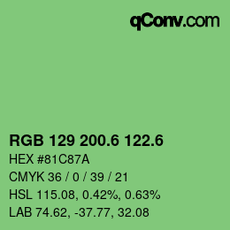 カラーコード: RGB 129 200.6 122.6 | qconv.com