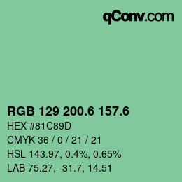 カラーコード: RGB 129 200.6 157.6 | qconv.com