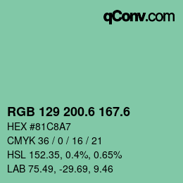 カラーコード: RGB 129 200.6 167.6 | qconv.com
