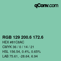 カラーコード: RGB 129 200.6 172.6 | qconv.com