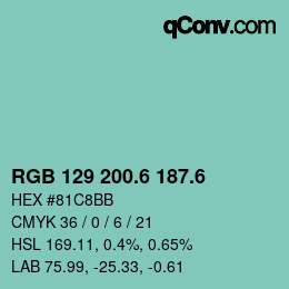 カラーコード: RGB 129 200.6 187.6 | qconv.com