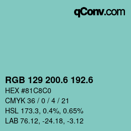 カラーコード: RGB 129 200.6 192.6 | qconv.com