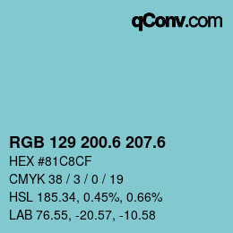 カラーコード: RGB 129 200.6 207.6 | qconv.com