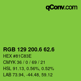 カラーコード: RGB 129 200.6 62.6 | qconv.com