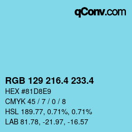 カラーコード: RGB 129 216.4 233.4 | qconv.com