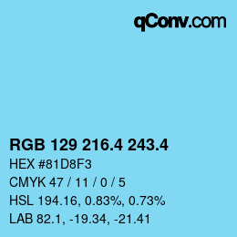カラーコード: RGB 129 216.4 243.4 | qconv.com