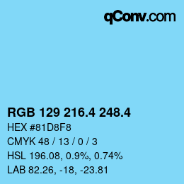 カラーコード: RGB 129 216.4 248.4 | qconv.com