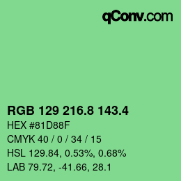カラーコード: RGB 129 216.8 143.4 | qconv.com