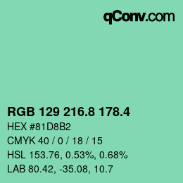 カラーコード: RGB 129 216.8 178.4 | qconv.com
