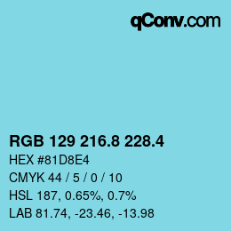 カラーコード: RGB 129 216.8 228.4 | qconv.com