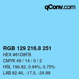 Color code: RGB 129 216.8 251 | qconv.com