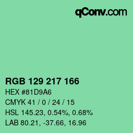 Color code: RGB 129 217 166 | qconv.com