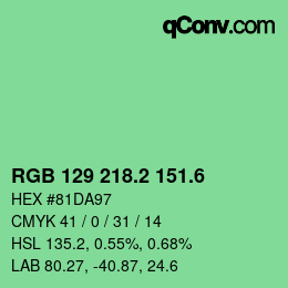 カラーコード: RGB 129 218.2 151.6 | qconv.com