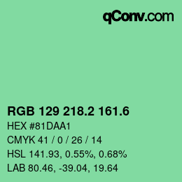 カラーコード: RGB 129 218.2 161.6 | qconv.com