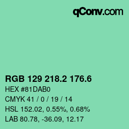 カラーコード: RGB 129 218.2 176.6 | qconv.com