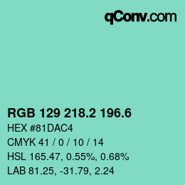 カラーコード: RGB 129 218.2 196.6 | qconv.com