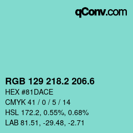 カラーコード: RGB 129 218.2 206.6 | qconv.com