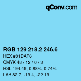 カラーコード: RGB 129 218.2 246.6 | qconv.com