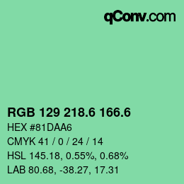 カラーコード: RGB 129 218.6 166.6 | qconv.com