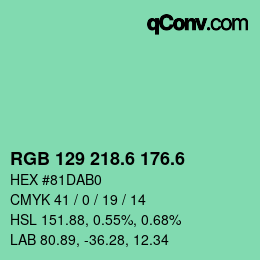 カラーコード: RGB 129 218.6 176.6 | qconv.com