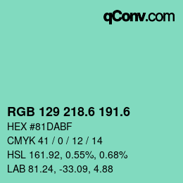 カラーコード: RGB 129 218.6 191.6 | qconv.com