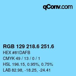 カラーコード: RGB 129 218.6 251.6 | qconv.com