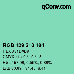 颜色代码: RGB 129 218 184 | qconv.com