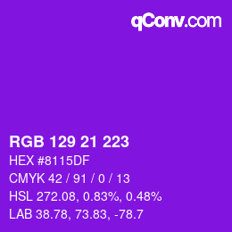 Color code: RGB 129 21 223 | qconv.com