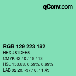 Color code: RGB 129 223 182 | qconv.com