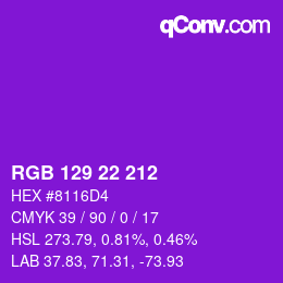 Color code: RGB 129 22 212 | qconv.com