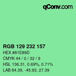 カラーコード: RGB 129 232 157 | qconv.com