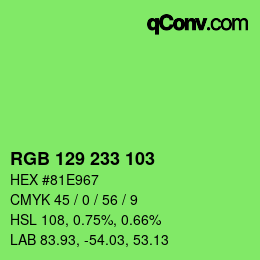 Color code: RGB 129 233 103 | qconv.com