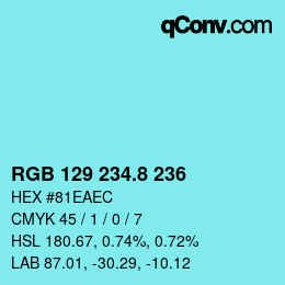 Color code: RGB 129 234.8 236 | qconv.com