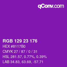 カラーコード: RGB 129 23 176 | qconv.com