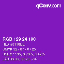 Farbcode: RGB 129 24 190 | qconv.com