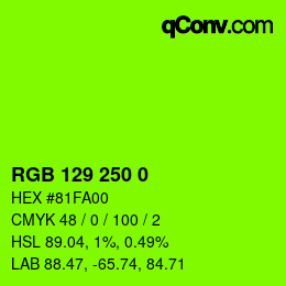 Color code: RGB 129 250 0 | qconv.com