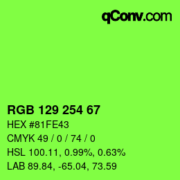 Farbcode: RGB 129 254 67 | qconv.com