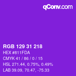 カラーコード: RGB 129 31 218 | qconv.com